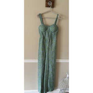 NWT Band Of The Free Size XS Green Floral Romper Sleeveless Molded Cups